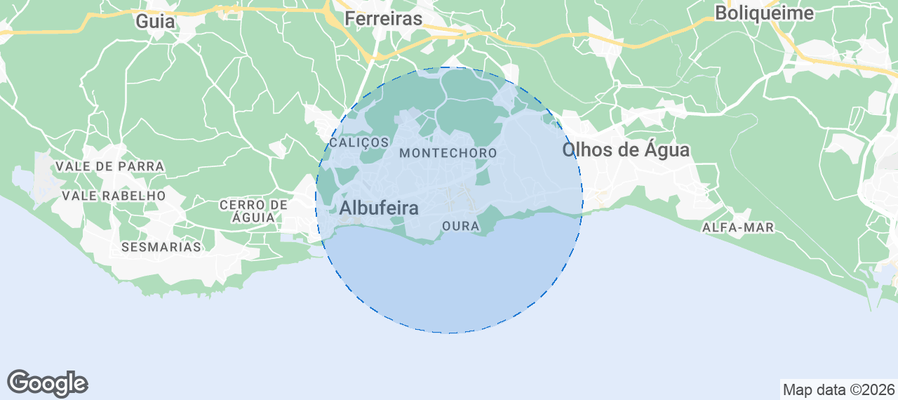 Albufeira e Olhos de Água Airbnb map